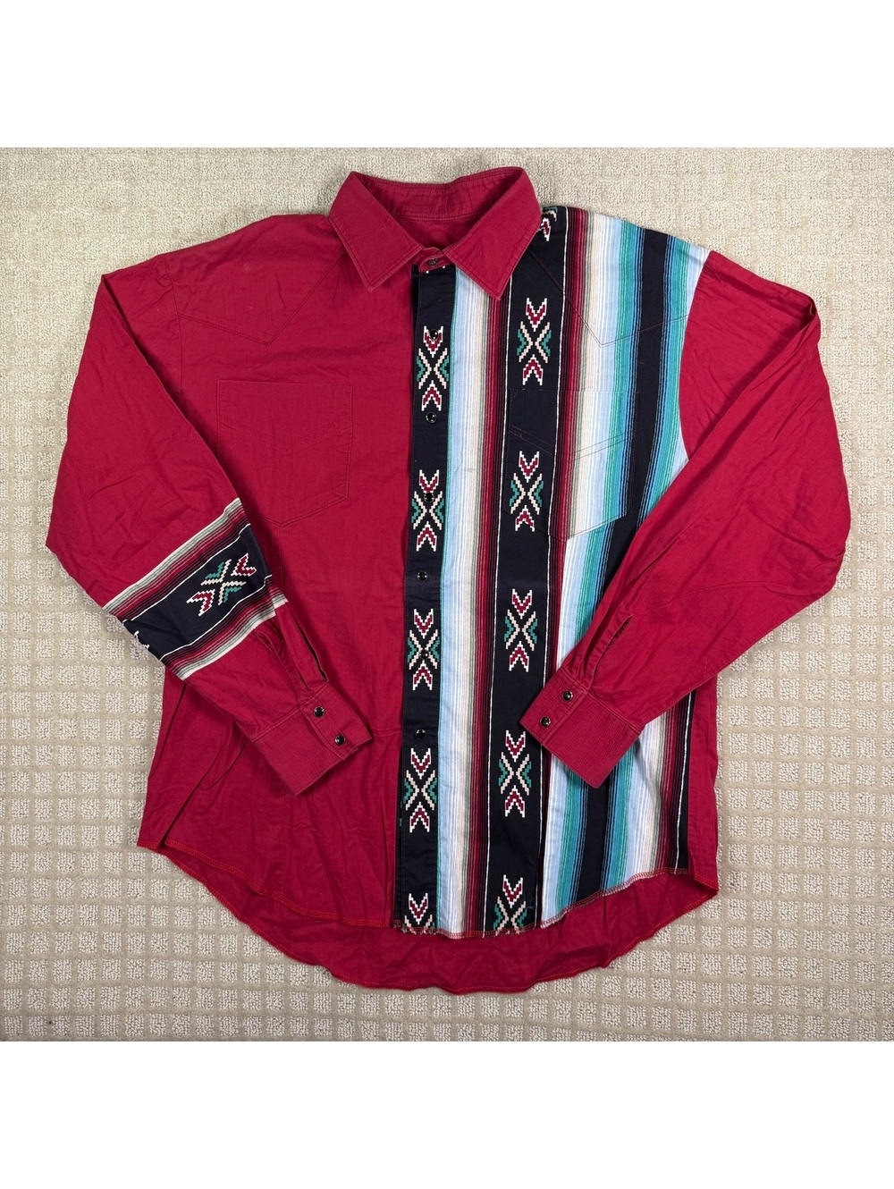 Striped Hand Made Pearl Snap western button-up shirt 2XL